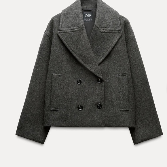 Zara Jackets & Blazers - Zara Women's Charcoal Double-Breasted Pea Coat